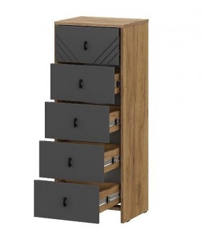 БАЙКАЛ Комод (5 ящиков) Графит/Дуб золотой в Талице - talica.ok-mebel.com | фото 2