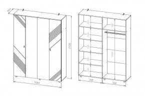 БАЙКАЛ Шкаф четырехстворчатый (Графит/Дуб золотой) в Талице - talica.ok-mebel.com | фото 3