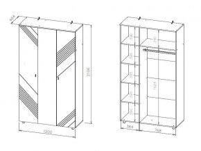 БАЙКАЛ Шкаф трехстворчатый (Графит/Дуб золотой) в Талице - talica.ok-mebel.com | фото 3