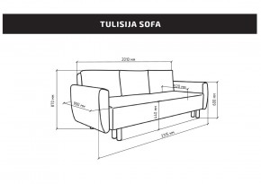 Диван-кровать Тулисия пастельно-голубой, ткань рогожка в Талице - talica.ok-mebel.com | фото 3