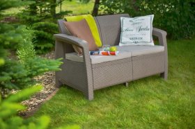 Диван пластиковый Корфу (Corfu love seat) капучино - песок в Талице - talica.ok-mebel.com | фото 2