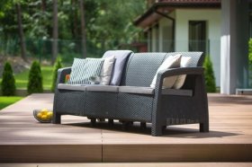 Диван пластиковый Корфу Макс (Corfu love seat max) графит в Талице - talica.ok-mebel.com | фото 3