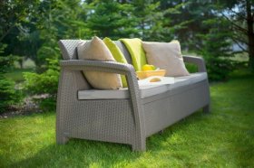 Диван пластиковый Корфу Макс (Corfu love seat max) капучино - песок в Талице - talica.ok-mebel.com | фото 3
