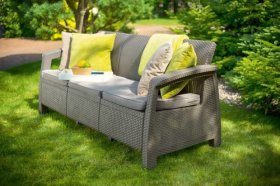Диван пластиковый Корфу Макс (Corfu love seat max) капучино - песок в Талице - talica.ok-mebel.com | фото 4