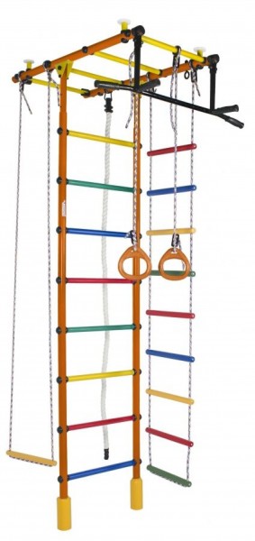 ДСК Атлант оранжевый радуга: турник, кольца, канат, трапеция, веревочная лестница в Талице - talica.ok-mebel.com | фото
