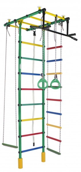 ДСК Атлант цв.зеленый радуга: турник, кольца, канат, трапеция, веревочная лестница в Талице - talica.ok-mebel.com | фото