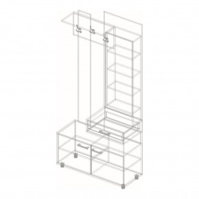 ГРАФ Вешалка с зеркалом ПРАВОЕ исполнение (темно серый) в Талице - talica.ok-mebel.com | фото 2
