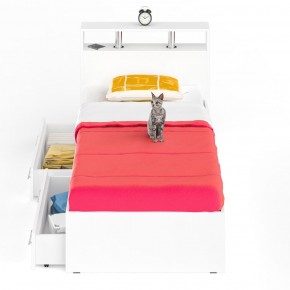 Камелия Кровать с ящиками 0900, цвет белый, ШхГхВ 93,5х217х78,2 см., сп.м. 900х2000 мм., без матраса, основание есть в Талице - talica.ok-mebel.com | фото 4