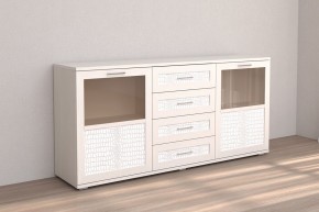 Кэт-4 Комодино (МДФ Бодега белая/Экокожа Caiman белый) в Талице - talica.ok-mebel.com | фото
