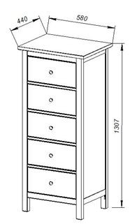 Комод 05 Кантри белый с пятью ящиками в Талице - talica.ok-mebel.com | фото 3