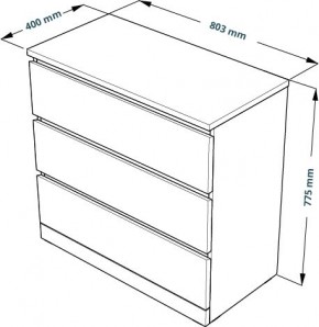 Комод Варма 3 с тремя выдвижными ящиками, цвет белый в Талице - talica.ok-mebel.com | фото 4