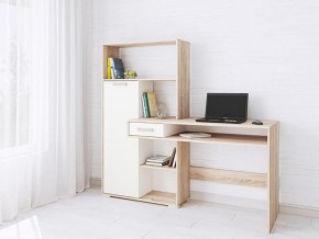 Компьютерный стол Квартет-8 дуб сонома/белый в Талице - talica.ok-mebel.com | фото