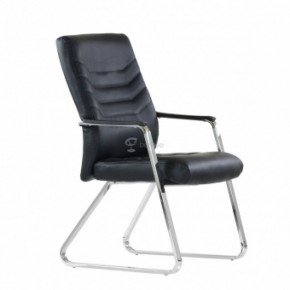 Кресло Barneo K-25 для посетителей и переговорных (хром, черная экокожа) в Талице - talica.ok-mebel.com | фото