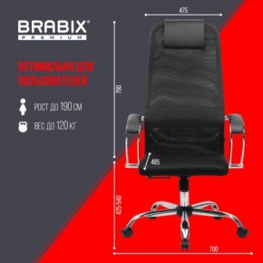 Кресло BRABIX PREMIUM "Ultimate EX-800" хром, плотная двойная сетка Х2, черное, 532911 в Талице - talica.ok-mebel.com | фото 6