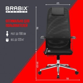 Кресло BRABIX PREMIUM "Ultimate EX-801" хром, плотная двойная сетка Х2, черное, 532917 в Талице - talica.ok-mebel.com | фото 7