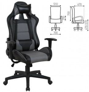 Кресло компьютерное BRABIX "GT Racer GM-100" (черное/серое) 531926 в Талице - talica.ok-mebel.com | фото 2