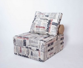 Кресло-кровать-пуф бескаркасное Прайм (Газета) в Талице - talica.ok-mebel.com | фото