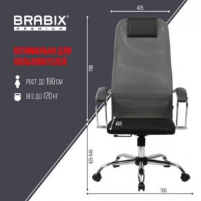 Кресло офисное BRABIX PREMIUM "Ultimate EX-800" хром, плотная двойная сетка Х2, черное/серое, 532912 в Талице - talica.ok-mebel.com | фото 3
