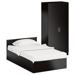 Кровать 1200 + Шкаф 2-х створчатый Стандарт, цвет венге, ШхГхВ 123,5х203,5х70 + 90х52х200 см., сп.м. 1200х2000 мм., без матраса, основание есть в Талице - talica.ok-mebel.com | фото