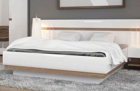 Кровать 140/TYP 91-01 с подъемником, LINATE ,цвет белый/сонома трюфель в Талице - talica.ok-mebel.com | фото 1