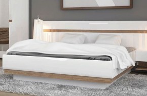 Кровать 160/TYP 92, LINATE ,цвет белый/сонома трюфель в Талице - talica.ok-mebel.com | фото 2