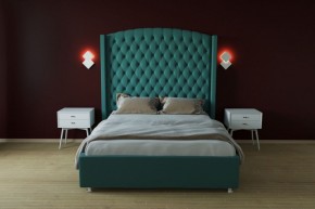 Кровать Берлин ЛЮКС с ПМ 2000 (велюр бирюзовый) в Талице - talica.ok-mebel.com | фото 2