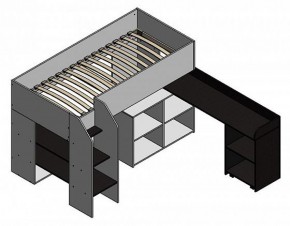 Кровать-чердак "Теремок-2" Дуб молочный/Оранжевый в Талице - talica.ok-mebel.com | фото 2