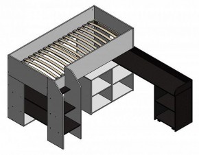 Кровать-чердак "Теремок-2" Дуб молочный/Оранжевый в Талице - talica.ok-mebel.com | фото 2