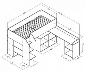 Кровать-чердак "Теремок-2" Дуб молочный/Салатовый в Талице - talica.ok-mebel.com | фото 3