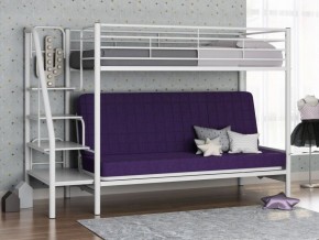 Кровать двухъярусная с диваном "Мадлен-3" (Белый/Фиолетовы) в Талице - talica.ok-mebel.com | фото