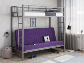 Кровать двухъярусная с диваном "Мадлен" (Серый/Фиолетовый) в Талице - talica.ok-mebel.com | фото