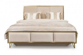 Кровать Lara 1600 с мягким изголовьем + основание (белый глянец) в Талице - talica.ok-mebel.com | фото 1
