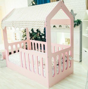 Кровать-домик без ящика 800*1600 (Розовый) в Талице - talica.ok-mebel.com | фото