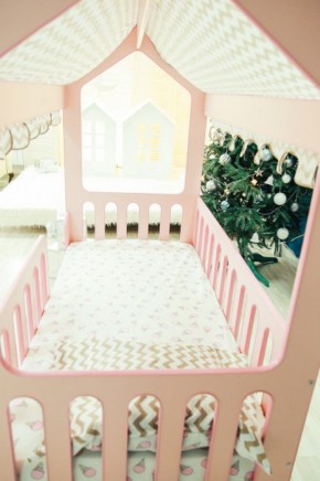 Кровать-домик без ящика 800*1600 (Розовый) в Талице - talica.ok-mebel.com | фото 3