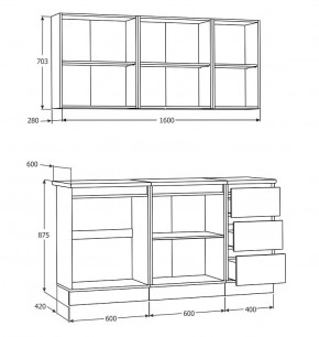 Кухня Хилтон 1.6 м (Белый текстурный/Дуб Вотан) в Талице - talica.ok-mebel.com | фото 3