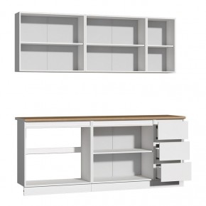 Кухня Хилтон 2.0 м (Белый текстурный/Дуб Вотан) в Талице - talica.ok-mebel.com | фото 2
