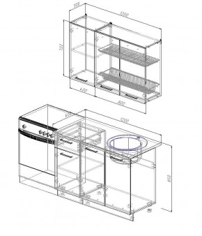 Кухонный гарнитур Антрацит 1200 (Стол. 26мм) в Талице - talica.ok-mebel.com | фото 2