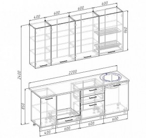 Кухонный гарнитур Антрацит 2200 (Стол. 38мм) в Талице - talica.ok-mebel.com | фото 3