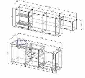 Кухонный гарнитур Антрацит 2550 (Стол. 26мм) в Талице - talica.ok-mebel.com | фото 2