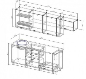 Кухонный гарнитур Антрацит 2550 (Стол. 38мм) в Талице - talica.ok-mebel.com | фото 3