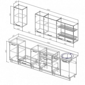 Кухонный гарнитур Антрацит 2800 (Стол. 38мм) в Талице - talica.ok-mebel.com | фото 3