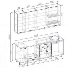 Кухонный гарнитур Графика 2200 (Стол. 38мм) в Талице - talica.ok-mebel.com | фото 2