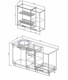 Кухонный гарнитур Лофт 1600 (Стол. 26мм) в Талице - talica.ok-mebel.com | фото 2