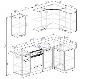 Кухонный гарнитур угловой Капри 2000х1200 (Стол. 26мм) в Талице - talica.ok-mebel.com | фото 2