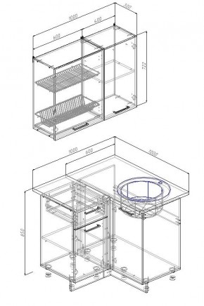 Кухонный гарнитур угловой Лада 1000х1000 (Стол. 26мм) в Талице - talica.ok-mebel.com | фото 2