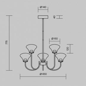 Люстра на штанге Maytoni Dynasty MOD402PL-L20BS3K в Талице - talica.ok-mebel.com | фото 6