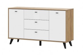 МИЛАН Комод 3 ящика двухстворчатый (Белый Матовый) в Талице - talica.ok-mebel.com | фото