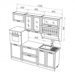 МИЛАНО Кухонный гарнитур 2,2 м Компоновка №3 (Орех) в Талице - talica.ok-mebel.com | фото 2