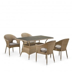 Обеденный комплект плетеной мебели T198B/Y79B-W56 Light Brown (4+1) в Талице - talica.ok-mebel.com | фото