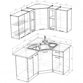 ОЛЬГА Кухонный гарнитур Оптима 2 (1500*1300 мм) в Талице - talica.ok-mebel.com | фото 2